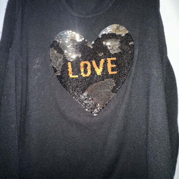 Black Sequin Heart "LOVE" Sweater, Size 3X - Picture 4 of 6